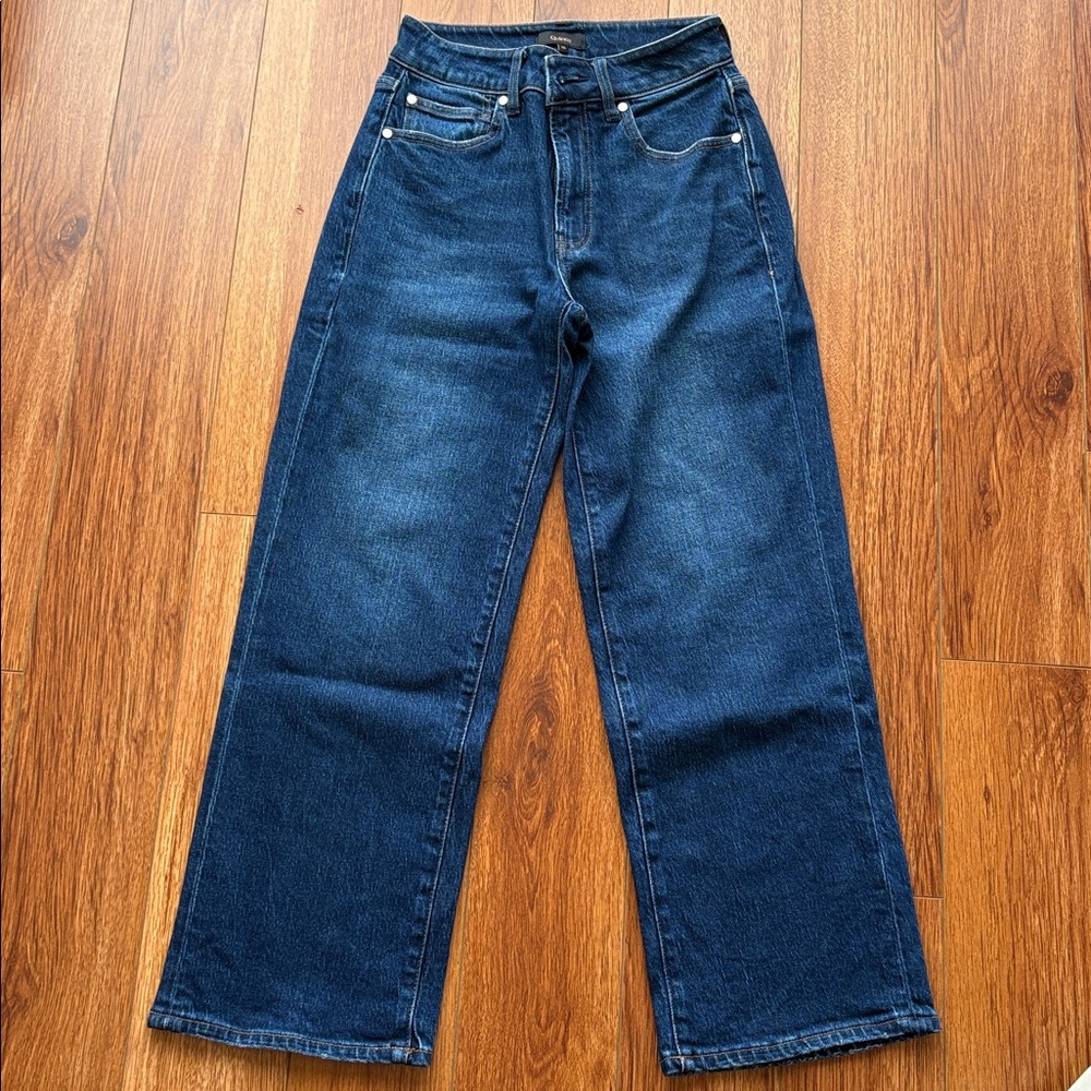 Quince Bella Stretch Cropped Straight Jeans 25 Stormy Blue (Dark Wash) in EUC - Picture 2 of 9